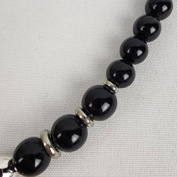 Vintage 80s Black Beaded Statement Necklace - Picture 4 of 6